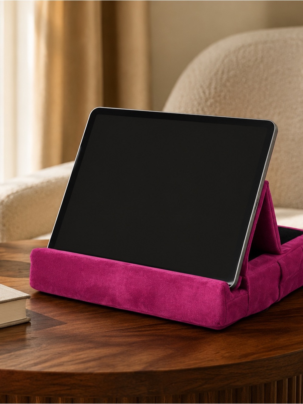 Plush Magenta Tablet Stand and Pillow Holder